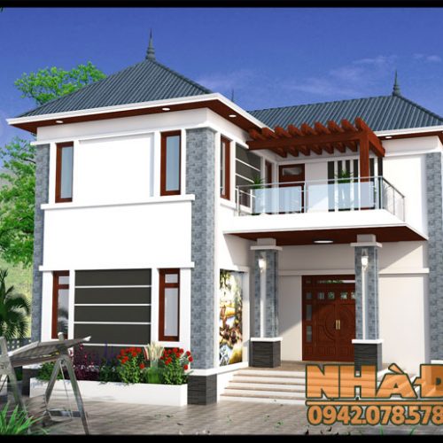 Biệt thự mini đẹp 2 tầng 11x11m chữ L tại Kim Sơn-Ninh Bình-VNB060517